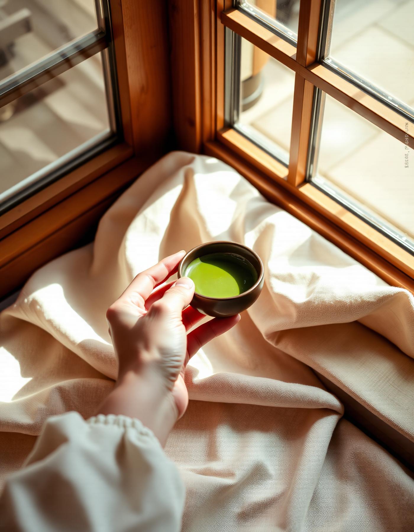 Morning matcha ritual by the window